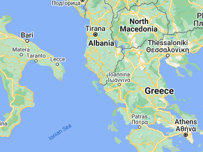 Map showing location of Delvinë (39.95111, 20.09778)