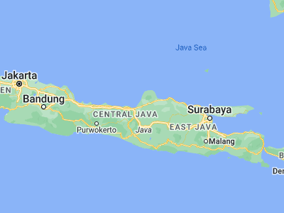 Map showing location of Demak (-6.8909, 110.6396)