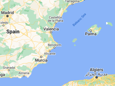 Map showing location of Denia (38.84078, 0.10574)