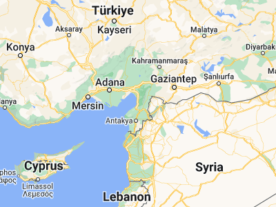 Map showing location of Denizciler (36.64951, 36.22956)