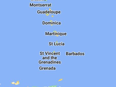 Map showing location of Dennery (13.89958, -60.88786)