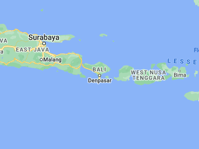 Map showing location of Denpasar (-8.65, 115.21667)