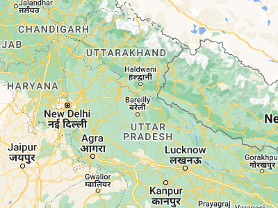 Map showing location of Deoraniān (28.62988, 79.47648)