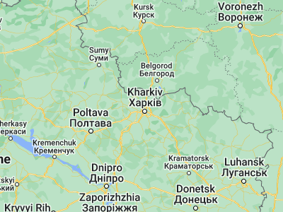 Map showing location of Derhachy (50.10659, 36.12112)
