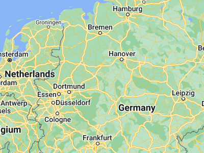 Map showing location of Detmold (51.93855, 8.87318)