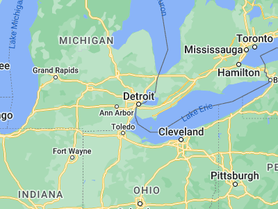 Map showing location of Detroit (42.33143, -83.04575)