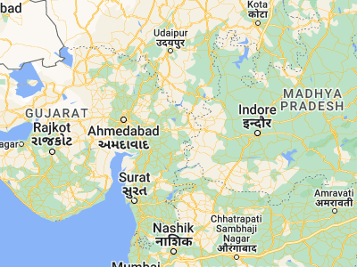 Map showing location of Devgadh Bāriya (22.7, 73.9)