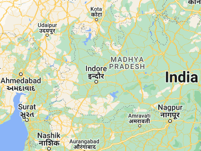 Map showing location of Dewās (22.96667, 76.06667)