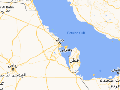 Map showing location of Dhahran (26.30324, 50.13528)
