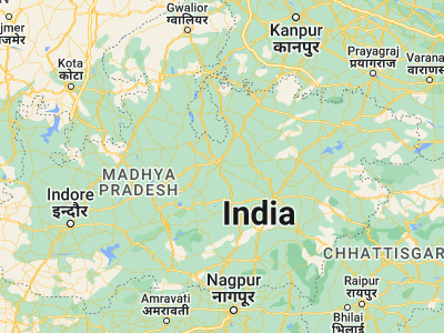 Map showing location of Dhāna (23.75, 78.85)