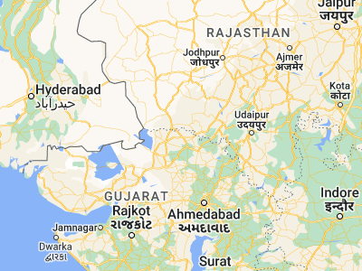 Map showing location of Dhanera (24.50967, 72.02343)