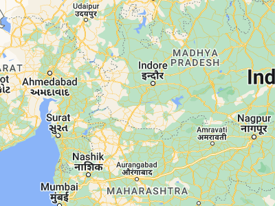 Map showing location of Dharampuri (22.16667, 75.35)