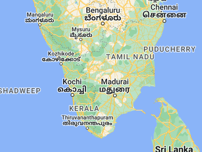Map showing location of Dharapuram (10.73828, 77.53223)