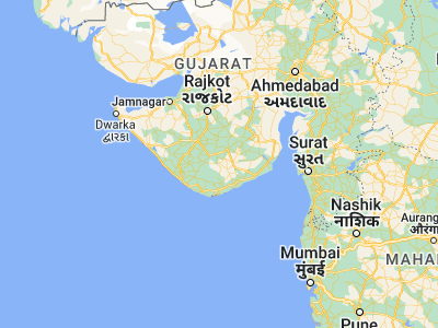 Map showing location of Dhāri (21.33333, 71.01667)