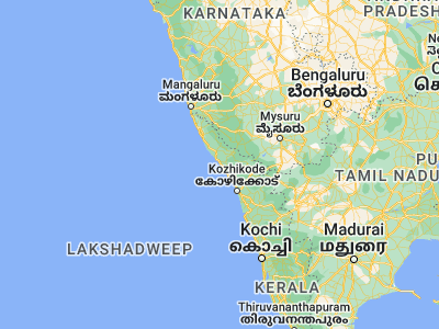 Map showing location of Dharmadam (11.78333, 75.43333)