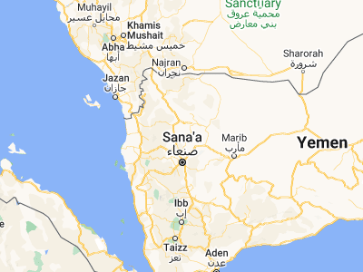 Map showing location of Dhaybīn (15.97712, 44.12917)