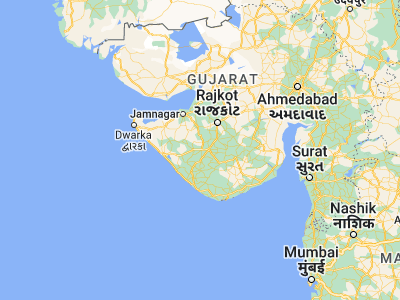 Map showing location of Dhorāji (21.73333, 70.45)