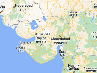 Map showing location of Dhrāngadhra (22.98333, 71.46667)