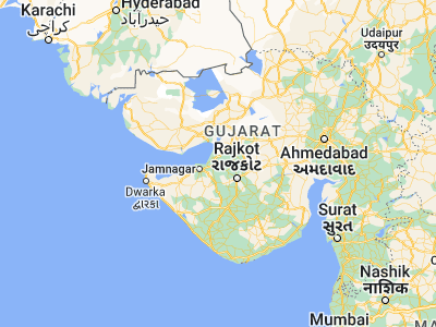 Map showing location of Dhrol (22.56667, 70.41667)
