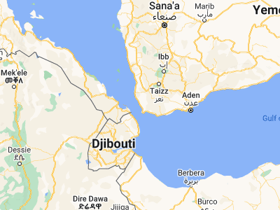 Map showing location of Dhubāb (12.94305, 43.41024)