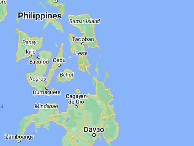 Map showing location of Dinagat (9.95611, 125.59333)