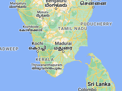 Map showing location of Dindigul (10.36896, 77.98036)