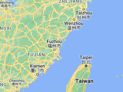 Map showing location of Dinghai (26.28472, 119.79361)