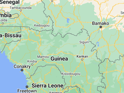 Map showing location of Dinguiraye (11.3, -10.71667)