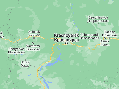 Map showing location of Divnogorsk (55.9581, 92.3726)