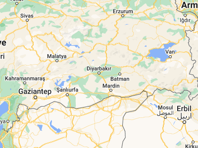 Map showing location of Diyarbakır (37.91583, 40.21889)