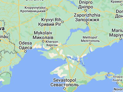Map showing location of Dnipryany (46.74631, 33.27288)