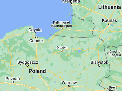 Map showing location of Dobre Miasto (53.98668, 20.39749)