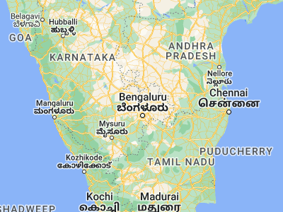 Map showing location of Dod Ballāpur (13.29194, 77.54306)