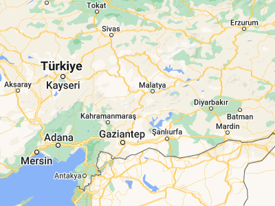 Map showing location of Doğanşehir (38.09194, 37.87889)