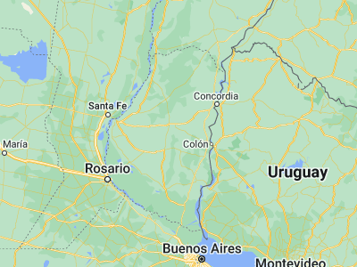Map showing location of Domínguez (-31.9871, -58.96197)