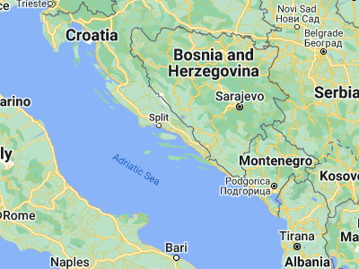 Map showing location of Donja Brela (43.36889, 16.93417)