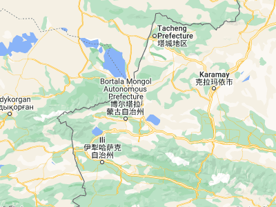 Map showing location of Dostyq (45.255, 82.48783)