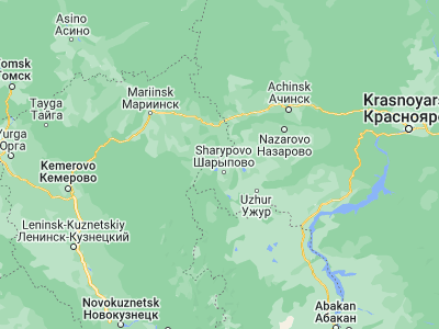 Map showing location of Dubinino (55.61917, 89.09111)