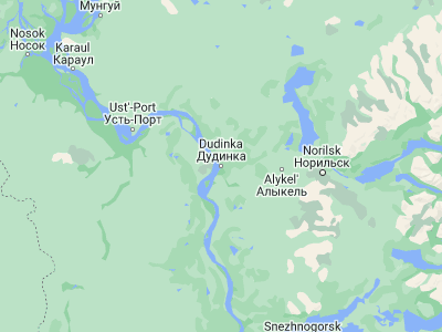 Map showing location of Dudinka (69.40583, 86.17778)
