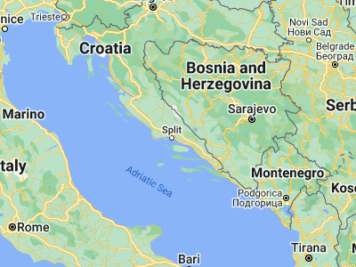 Map showing location of Dugopolje (43.58056, 16.60278)