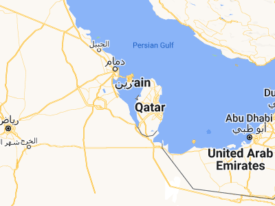 Map showing location of Dukhān (25.42972, 50.78583)
