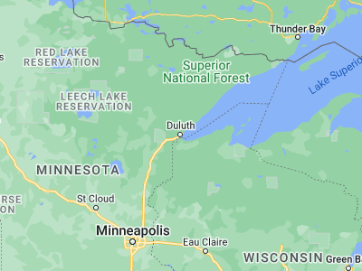 Map showing location of Duluth (46.78327, -92.10658)