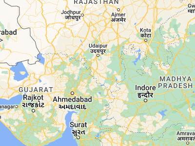 Map showing location of Dūngarpur (23.84306, 73.71466)
