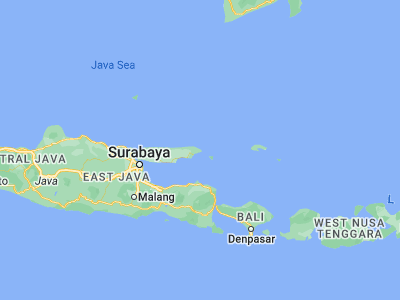 Map showing location of Dungkek Laok (-6.9769, 114.0854)