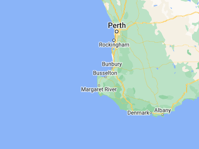 Map showing location of Dunsborough (-33.58333, 115.08333)