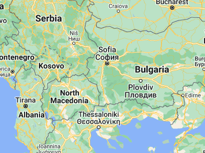 Map showing location of Dupnitsa (42.26667, 23.11667)