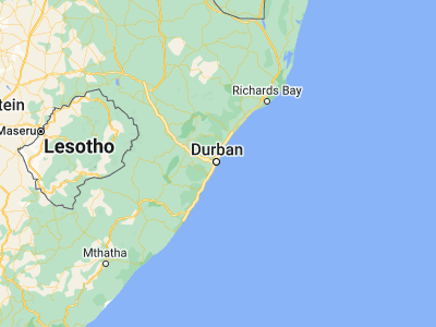 Map showing location of Durban (-29.8579, 31.0292)