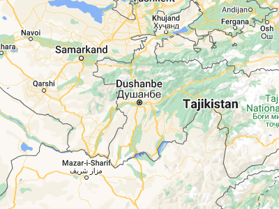 Map showing location of Dushanbe (38.53575, 68.77905)