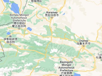 Map showing location of Dushanzi (44.33333, 84.85)