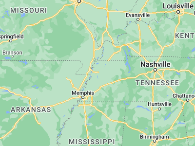 Map showing location of Dyersburg (36.03452, -89.38563)